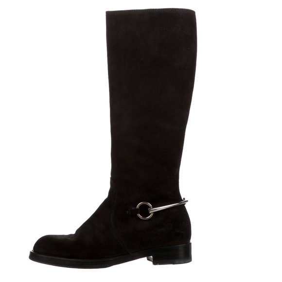 GUCCI Horsebit Accent Black Suede Riding Boots Excellent condition💝 - Picture 1 of 11